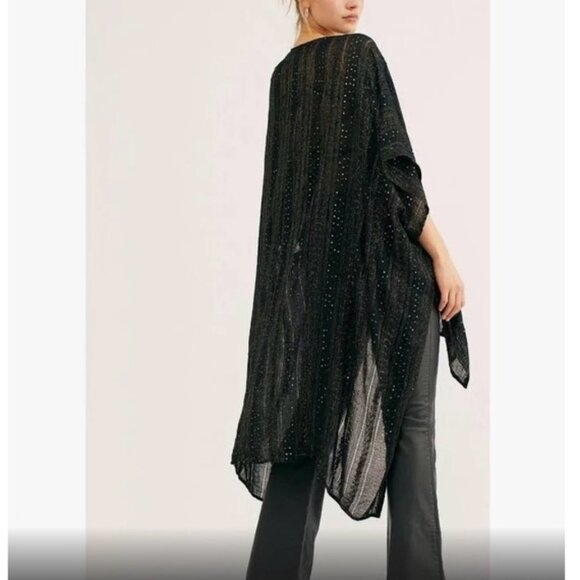 Free People Other - Free People | Sheer Sequin Duster Kimono | Black & Gold | OS